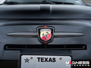 FIAT 500 ABARTH Front Emblem - Carbon Fiber - Red Racing Stripe w/ White Scorpion